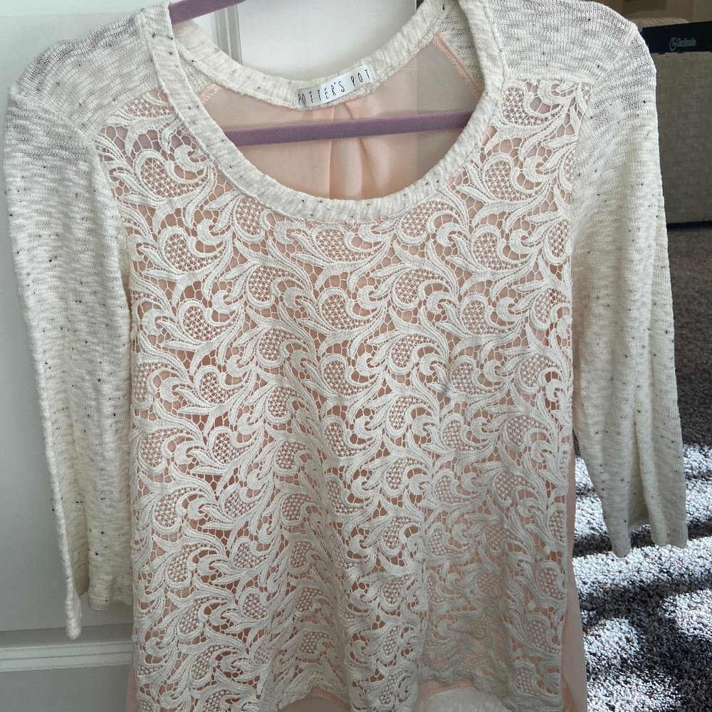 Potter's Pot Blouse with Sheer Back